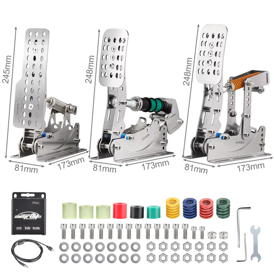 SimRuito Sim Racing LoadCell Pedale aus Edelstahl in Silber für PC Racing Simulator Cockpits - Bild 2