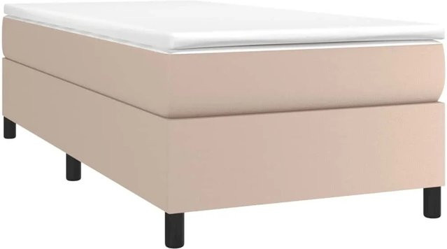 vidaXL Boxspringbett Hybrid mit Matratze aus Kunstleder in Braun, B/T/H: 90 x 193 x 35 cm - Bild 1