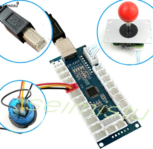 Seimistu USB Arcade Zero Delay Controller Kit für PC, PS3, PS4 und iOS mit Joystick-Encoder-Platine - Bild 1