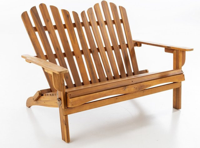 Prestige Home Adirondack 2-Sitzer Gartenbank aus Akazienholz klappbar, Farbe: Braun, B/T/H: 125 x 80 x 94 cm - Bild 1