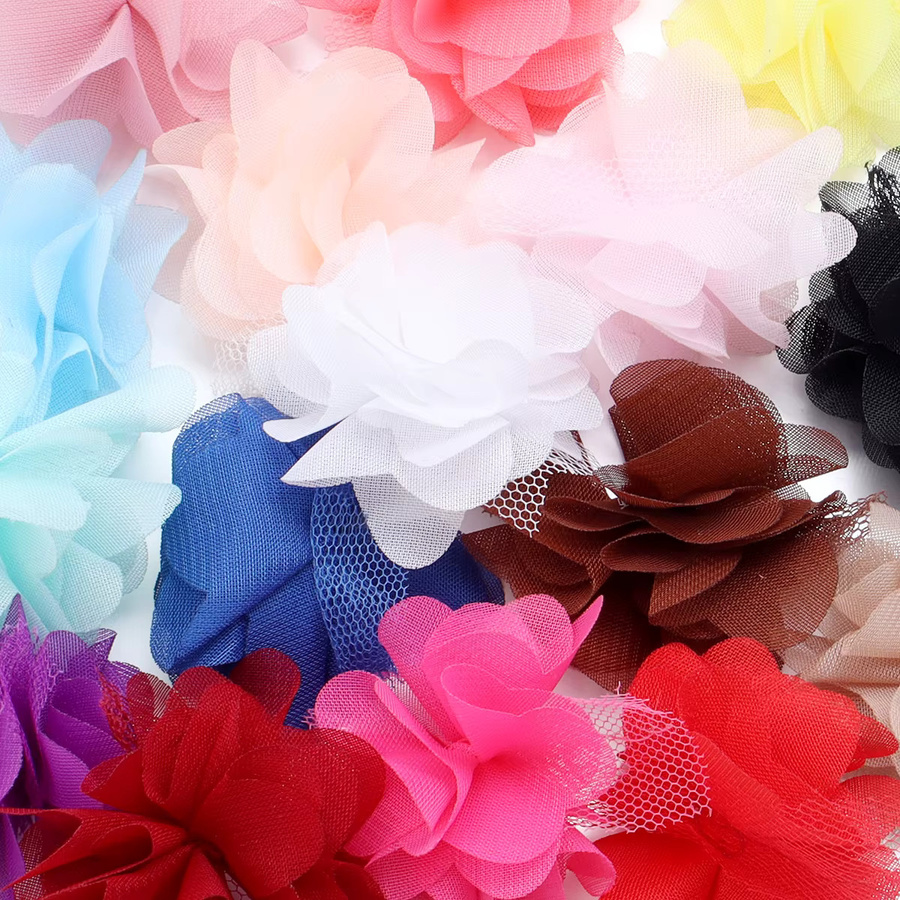 20 Stück bunte Chiffon Cluster Blumen aus Textil für DIY Hochzeit und Party Dekoration, Durchmesser: 5,5 cm - Bild 4