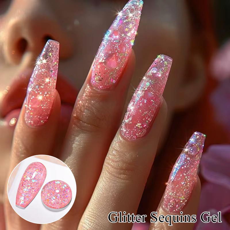 MEET ACROSS Glitzer-Pailletten-Gel-Nagellack, Schimmernd, Unisex - Bild 2