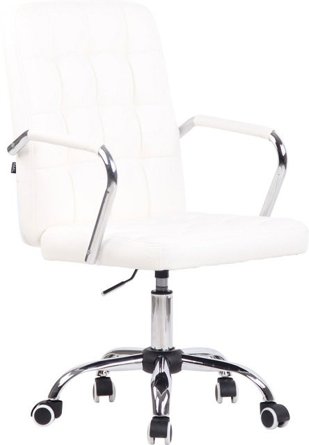 TPFLiving Bürostuhl Tenor in Weiß aus Kunstleder mit Armlehnen und Rollen, H x B x T: 103,0 x 60,0 x 56,0 cm - Bild 1