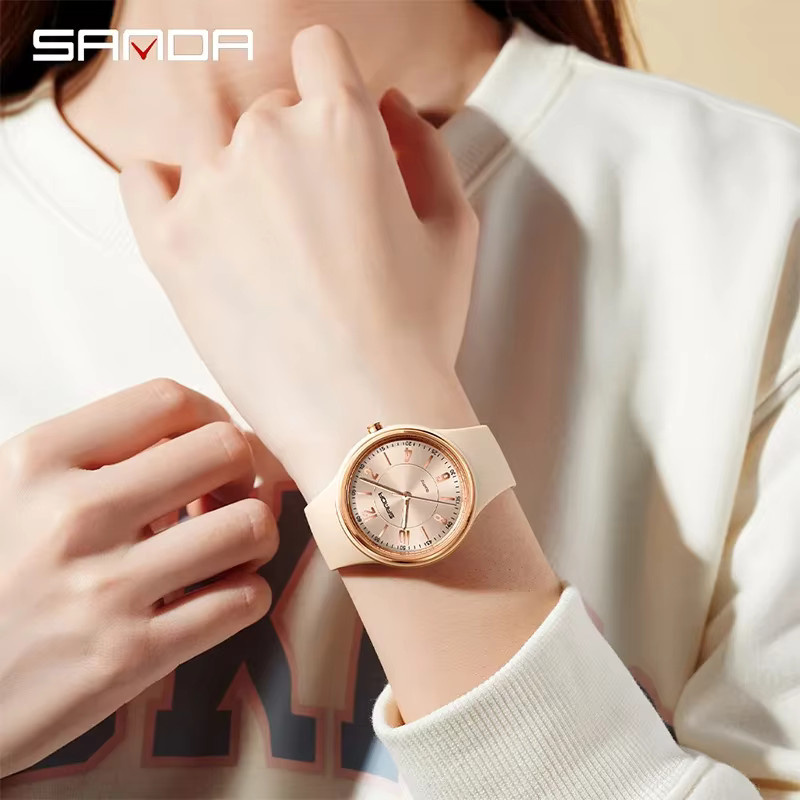 SANDA Armbanduhr Quarz, Silikon, Roségold, 3 ATM, Damen - Bild 2