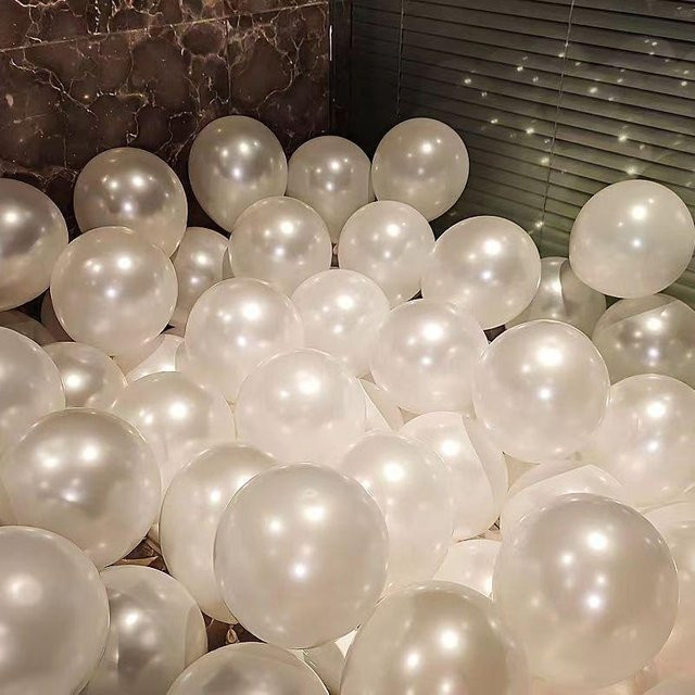 Super Six Perlmutt-Latex Ballons in Weiß für Hochzeiten und Geburtstage, 50 Stück, Durchmesser: 25,4 cm - Bild 1