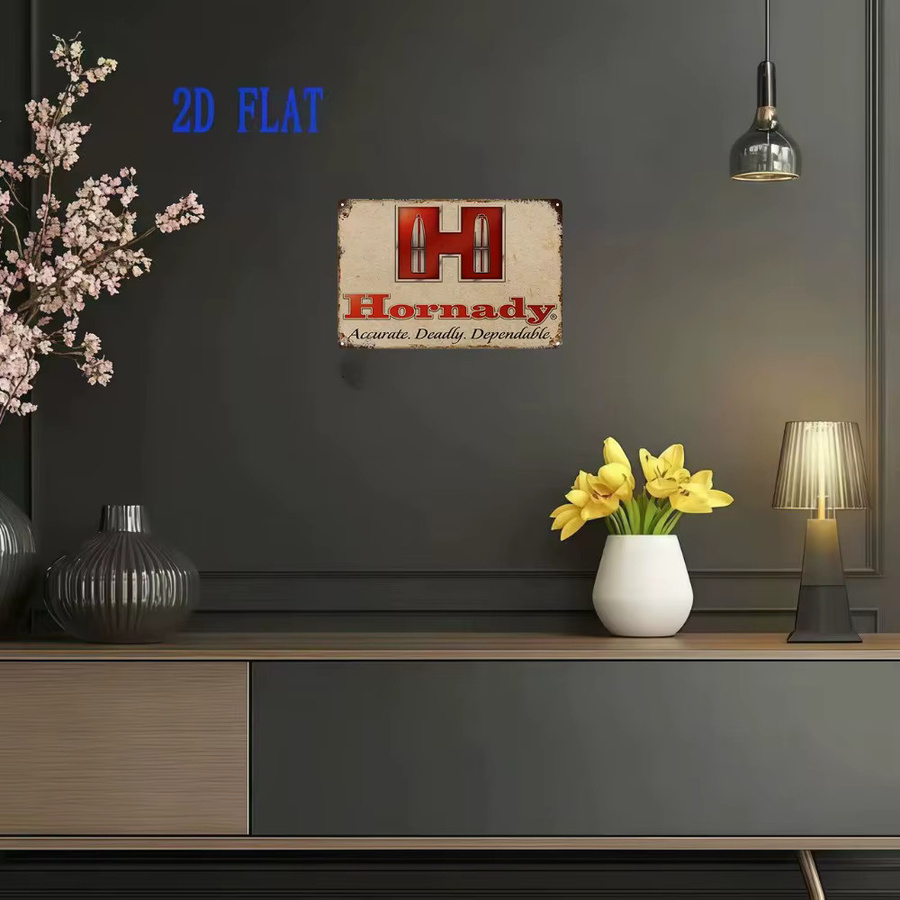 Hornady Vintage Metall-Blechschild in Rot-Weiß als Wanddekoration für Garage und Männerhöhle, B/H: 30 x 20 cm - Bild 3