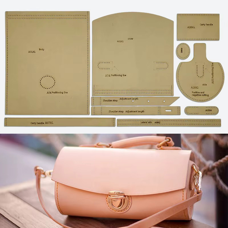 YOMDID 10er Set Papier-Nähmuster Vorlagen für runde Eimer-Schultertaschen in Beige - Bild 1