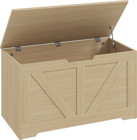 HOMCOM Aufbewahrungstruhe im rustikalen Stil mit klappbarem Deckel und Sicherheitscharnieren, Farbe: Bois Naturel, B/T/H: 80 x 40 x 45 cm