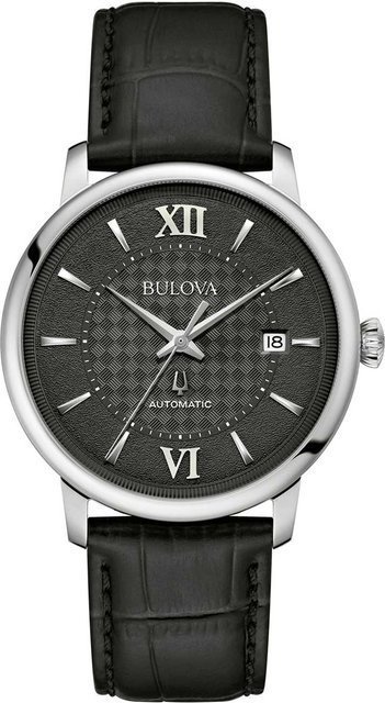Bulova Herrenuhr Hudson, Automatik, Edelstahl, 39 mm, Leder, Schwarz - Bild 1