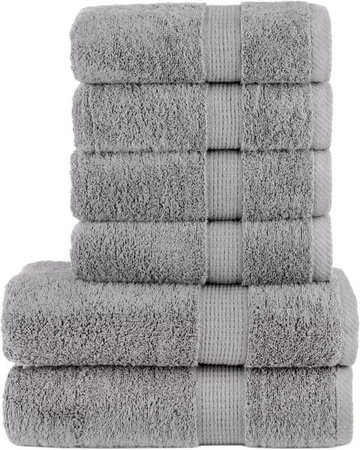 vidaXL Premium-Handtuch-Set 6-teilig in Grau aus 100% Baumwolle mit 600 g/m2