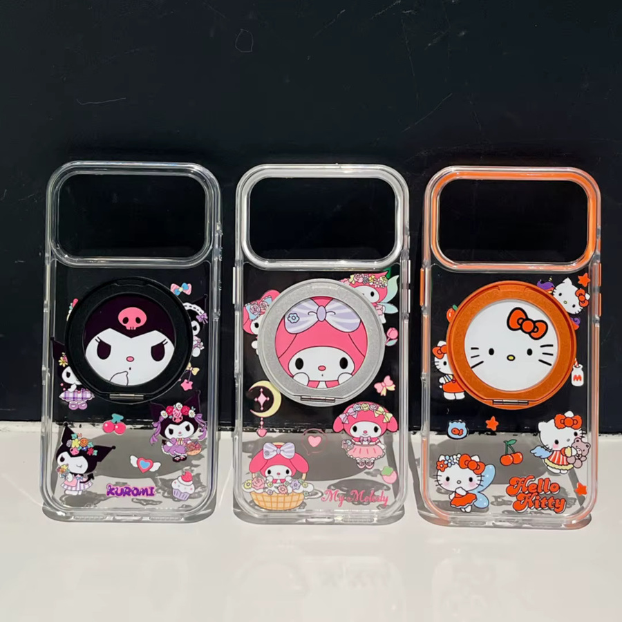 Sanrio Handyhülle mit magnetischer Halterung für iPhone 17 16 15 14 13 Pro Max in Multicolour mit Kuromi My Melody Hello Kitty Motiven - Bild 2