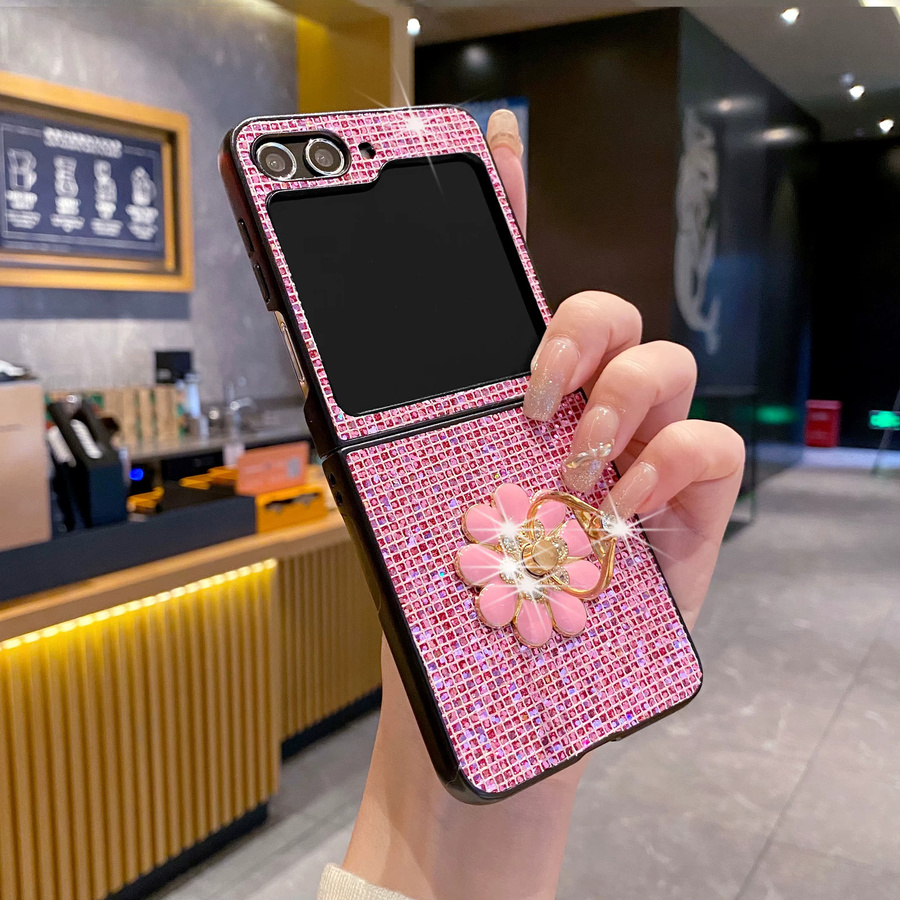 Stoßfeste Glitzer-Handyhülle mit Blumenmuster für Samsung Galaxy Z Flip (Modelle 3, 4, 5, 6, 7, 8) in Multicolor - Bild 3