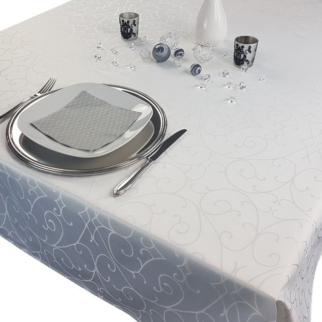 NYVI Tafeldecke Premium mit floralen Ornamenten in Weiß, B/T: 250 x 150 cm - Bild 1
