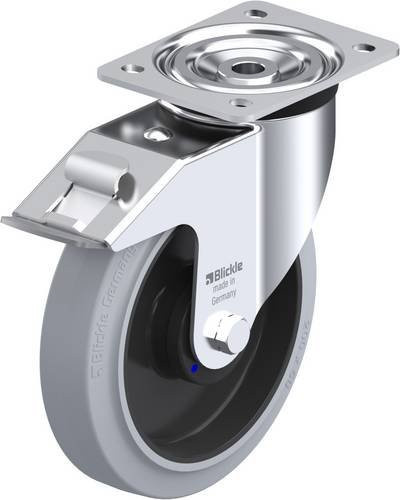 Blickle L-POEV 200XKA-FI-SG Lenkrolle mit Feststeller in Grau und Schwarz, Rad-Durchmesser: 20 cm, Tragfähigkeit: 400 kg - Bild 1