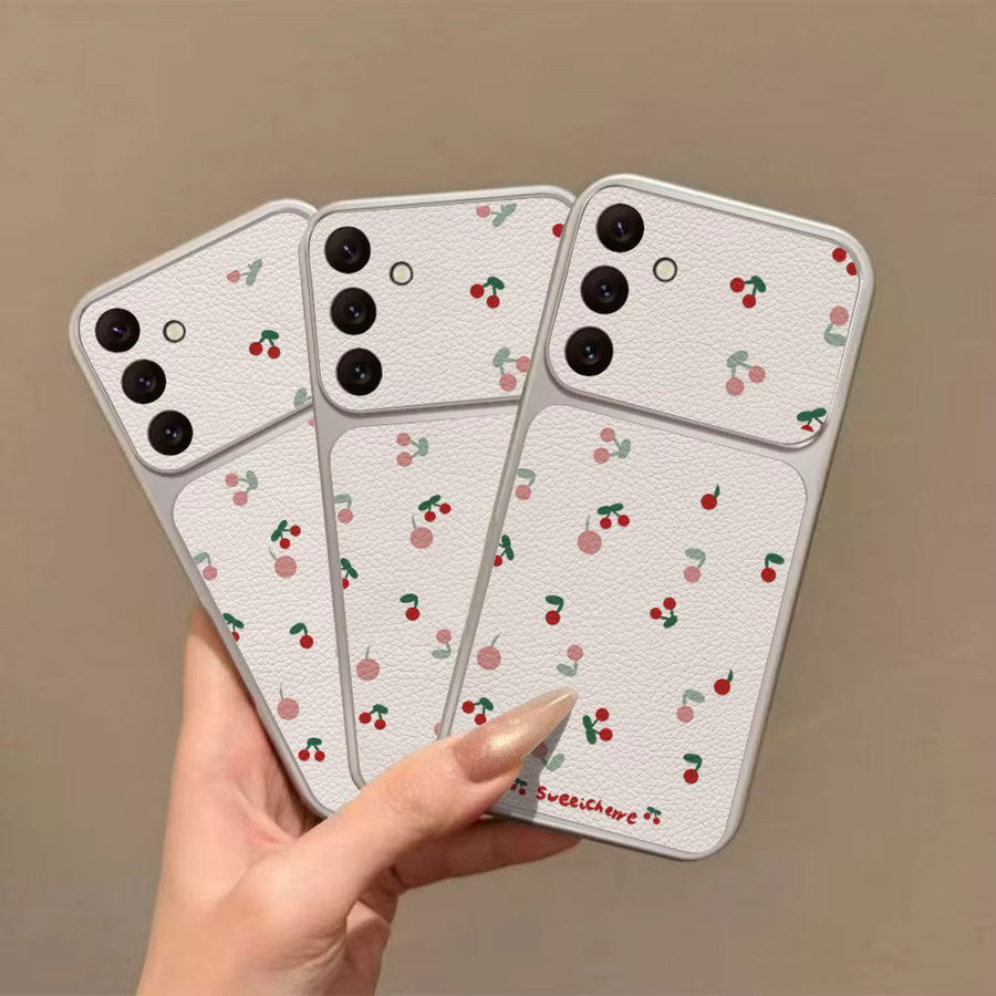 Stoßfeste Handyhülle aus Leder mit Kirschmuster und Trageriemen für Samsung S26 Ultra S25 A26 A17 A56 A36 A07 - Bild 2