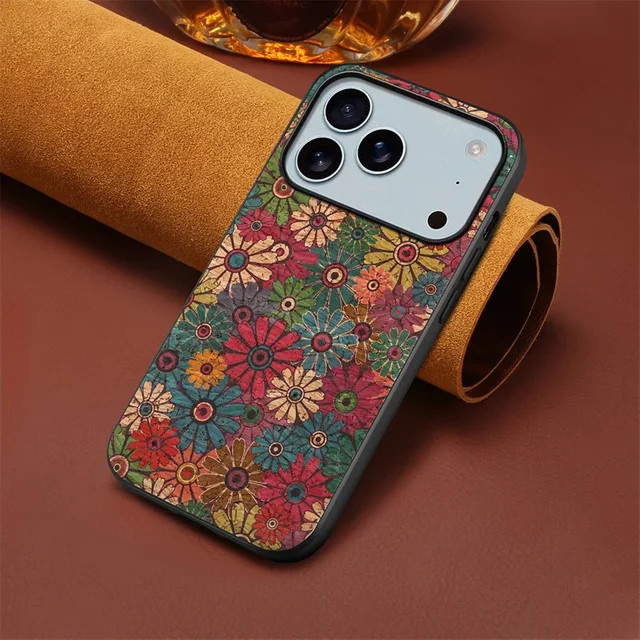 EUCAGR Luxus Leder Handyhülle mit Blumen-Design für iPhone 17, iPhone 17 Air und iPhone 17 Pro Max, stoßfest, Multicolour - Bild 1