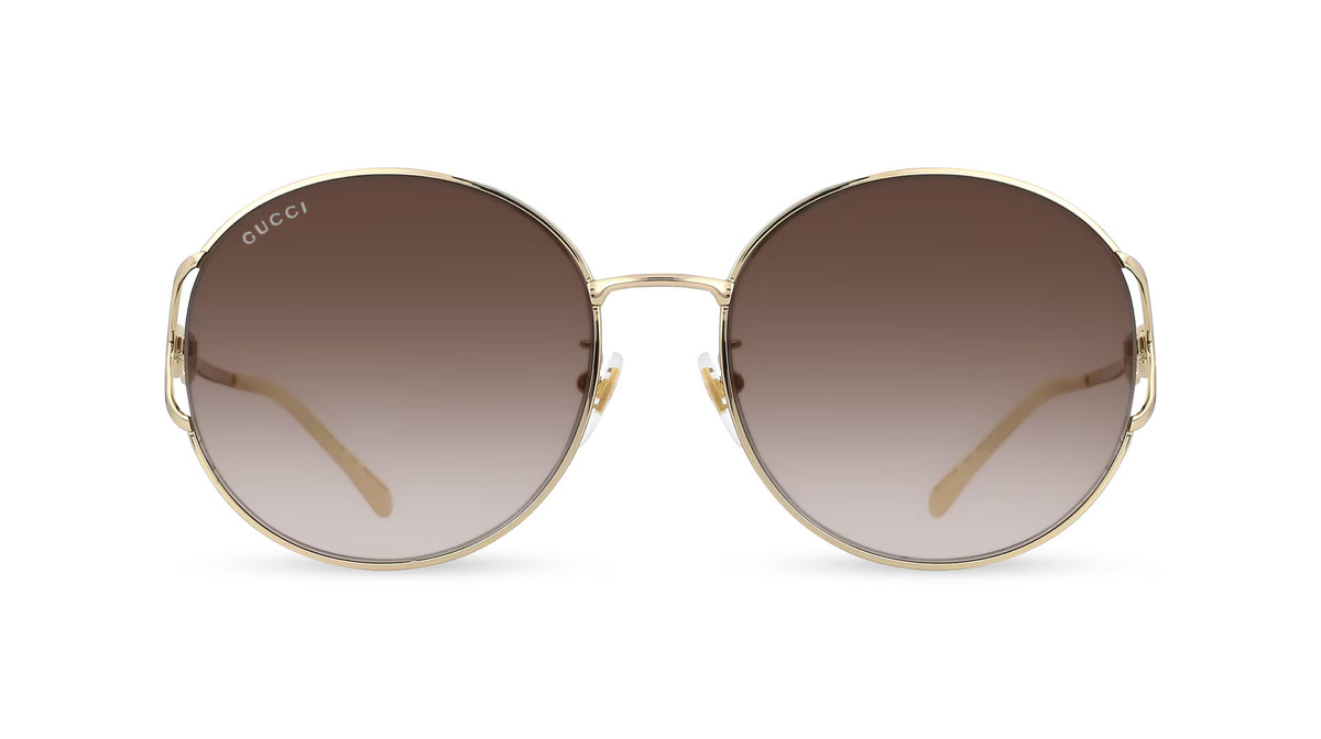 Gucci GG1017SK Sonnenbrille Vollrand, Rund, Metall, Damen, gold, brown - Bild 1