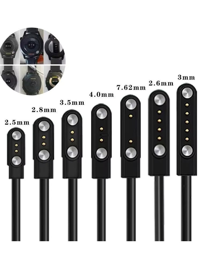 KAFNHCKA Universelles Magnetisches Smartwatch-Ladekabel USB-Dock-Ladegerät für 2/4-Pin Smartwatches in Schwarz - Bild 3