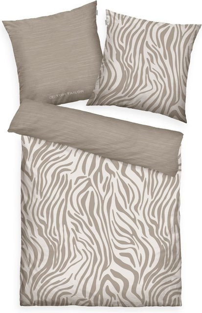 TOM TAILOR Bettwäsche Mako-Satin Afrika Streifen Weiß Multicolour mit Kissenbezug B/H: 155 x 220 cm und 80 x 80 cm - Bild 1