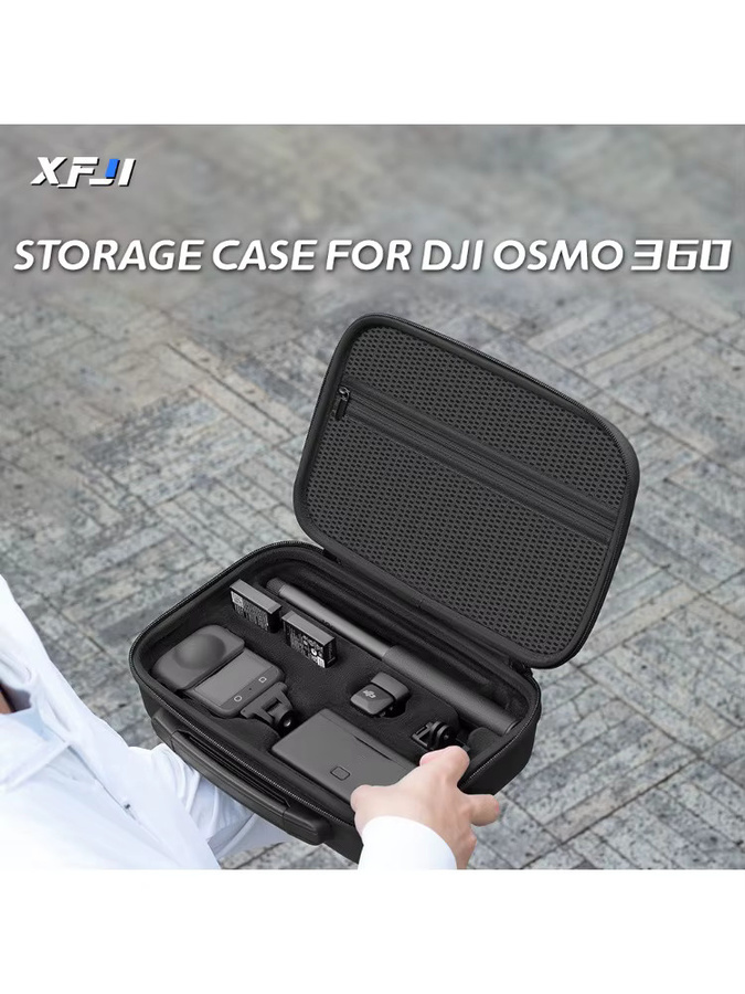 XFJI Tragetasche für DJI Osmo 360 Action Kamera, schwarze Aufbewahrungstasche und Reisehandtasche als Schutzbox für Kamera-Zubehör - Bild 4