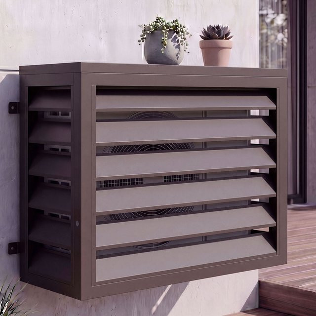 Verkleidung für Klimaanlage und Wärmetauscher MCW-O43 Schutzgitter aus Metall in Dunkelbraun, B/T/H: 73 x 97 x 38 cm - Bild 1