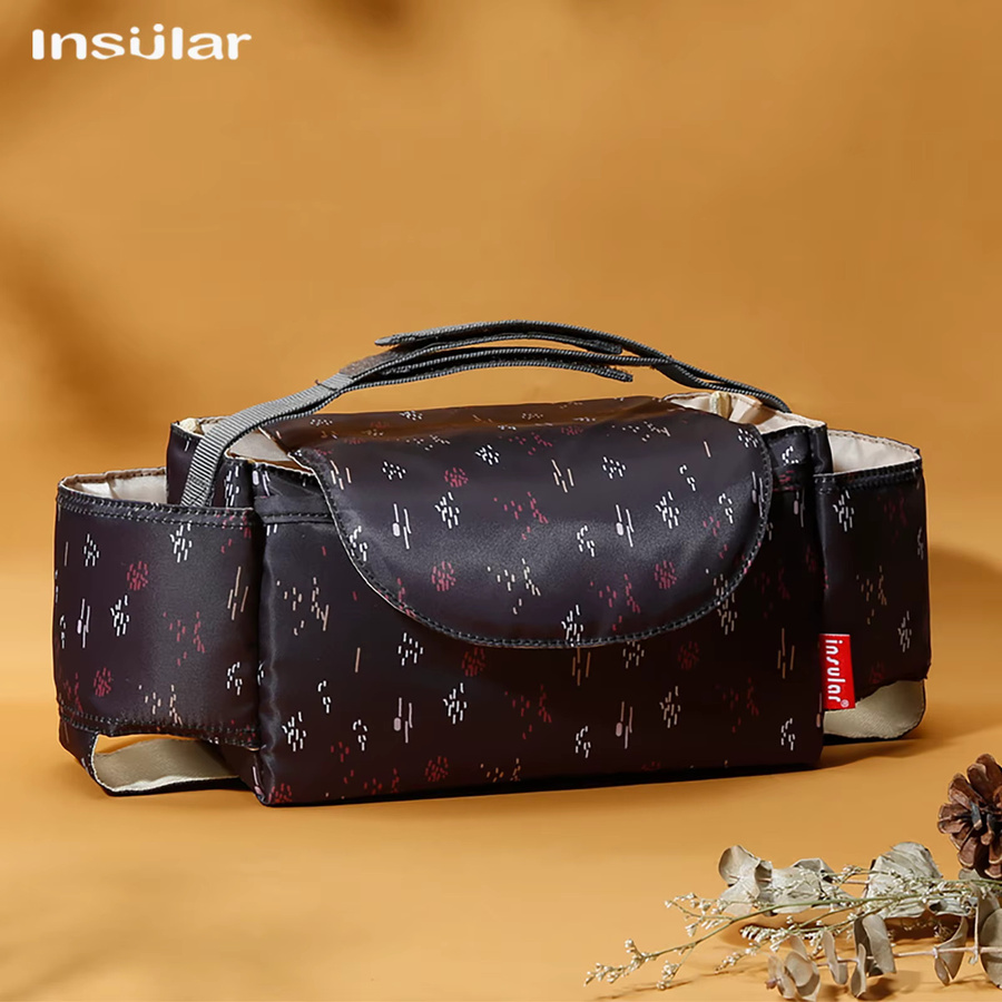 Multifunktionale wasserdichte Kinderwagen-Organizer-Tasche mit isolierter Flaschentasche und Kinderwagen-Clip in Blau oder Schwarz - Bild 2