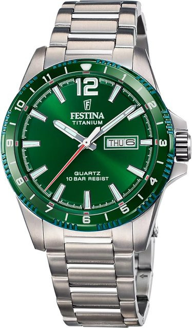 Festina Herrenuhr Quarz, Titanium, Grün, 43 mm, 10 ATM - Bild 1