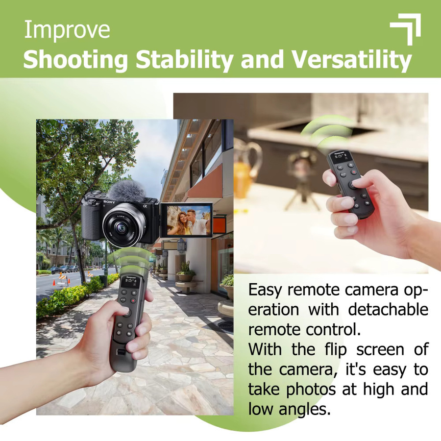hanpusen TG-3 Wireless Vlog Shooting Grip Stativfernbedienung mit OLED-Display und Bluetooth für Fujifilm, Canon, Nikon und Sony Kameras in Schwarz oder Weiß - Bild 3
