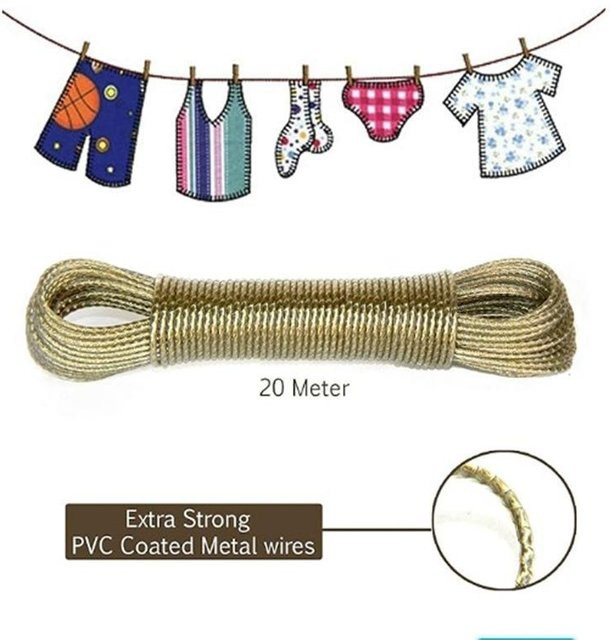 N2HAO PVC-beschichtete Stahl-Wäscheleine für den Außenbereich, tragbares Wäschetrocknungsseil für Garten, Camping und Reisen - Bild 1