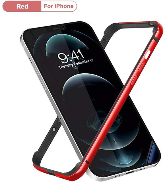 Luxus Aluminium Metall und Silikon Stoßstangenhülle für Apple iPhone 11 12 13 14 15 16 Pro Max XR X XS 8 Plus in Blau, Schwarz oder Rot - Bild 1