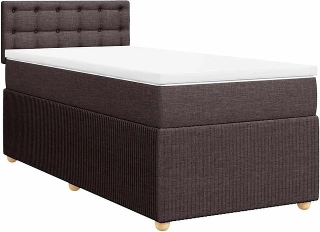 vidaXL Boxspringbett mit Matratze in Dunkelbraun und Weiß, Hybrid-Konstruktion mit Taschenfederkern und USB-Ladeport, B/T: 90 x 190 cm - Bild 1