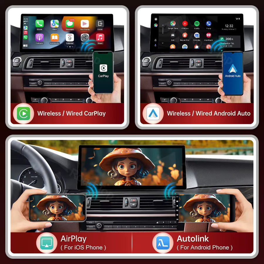 RoadTop Wireless CarPlay Multimedia Radio mit 12,3 Zoll Linux Bildschirm für BMW Serie 5 und 7 (F01, F10, F11, G30) 2011-2023 CIC NBT EVO, Schwarz - Bild 4