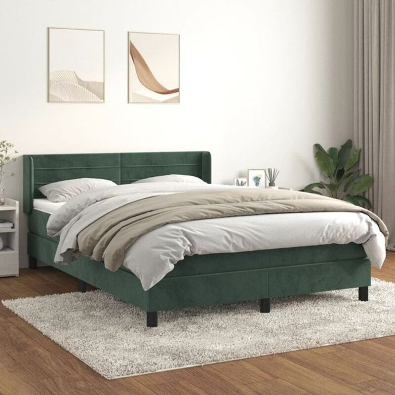 Vidaxl Boxspringbett mit Matratze aus Samt in Grün, B/T/H: 140 x 190 cm - Bild 1