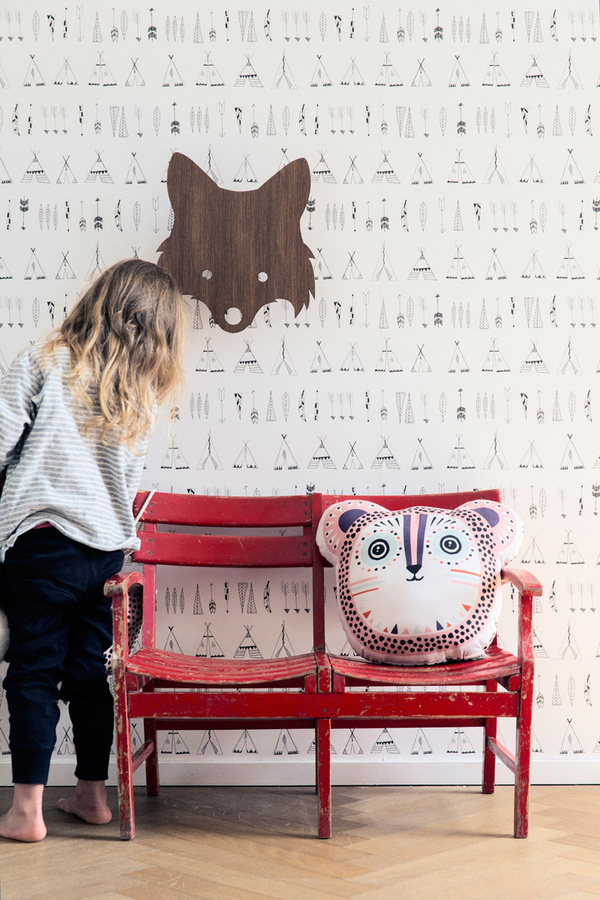 Ferm Living Tapete Native Schwarz Weiß Vlies Tapete mit geometrischem Abstract Design - Bild 1