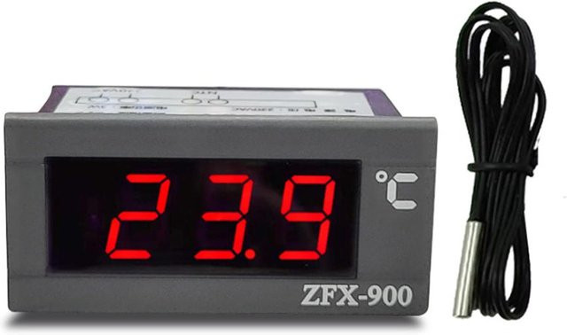 OutsideWorld ZFX-900 Integriertes digitales Temperaturmessgerät für Kühlschränke in Schwarz und Grau - Bild 1