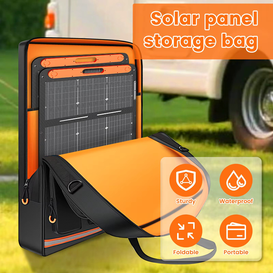 Willstar Solarpanel-Aufbewahrungstasche aus Oxford-Gewebe in Schwarz, gepolsterte Reisetasche mit mehreren Taschen, kompatibel mit 100W, 110W und 200W Solarpanels - Bild 5