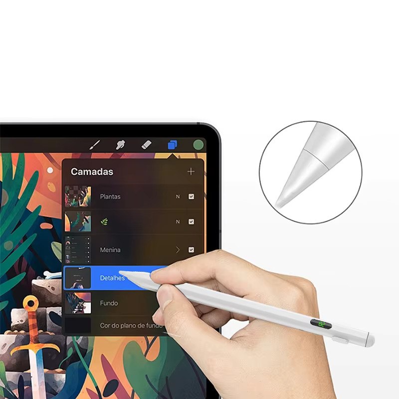 Tragbarer LED-Digital-Display Stylus-Stift für Apple iPad kompatibel mit Modellen ab 2018, Farbe: Weiß - Bild 3