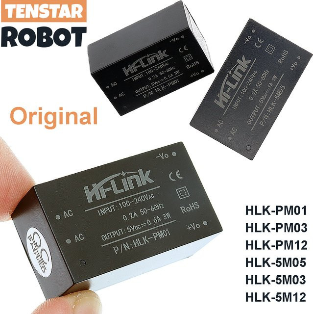 TENSTAR ROBOT Mini-Stromversorgungsmodul HLK-PM01 HLK-PM03 HLK-PM12 AC-DC 220 V auf 5 V/3,3 V/12 V in Schwarz für intelligente Haushaltsschalter - Bild 1
