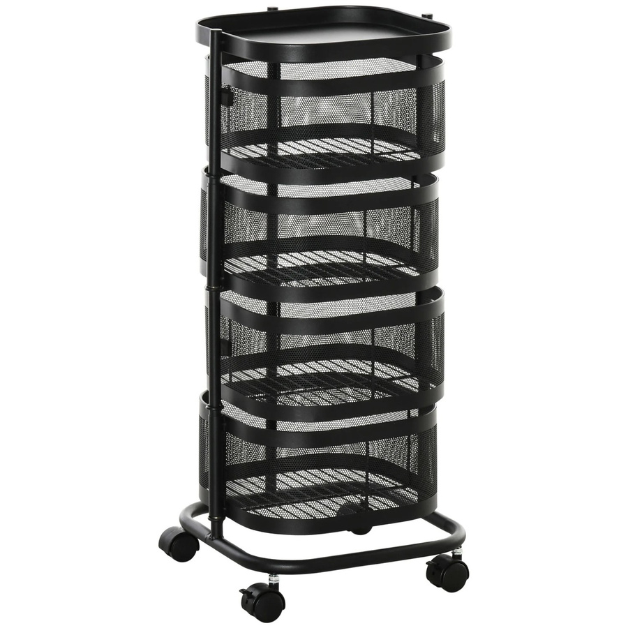 HOMCOM Utility Cart Rollwagen aus Stahl in Schwarz, B/T/H: 33 x 33 x 77 cm - Bild 2