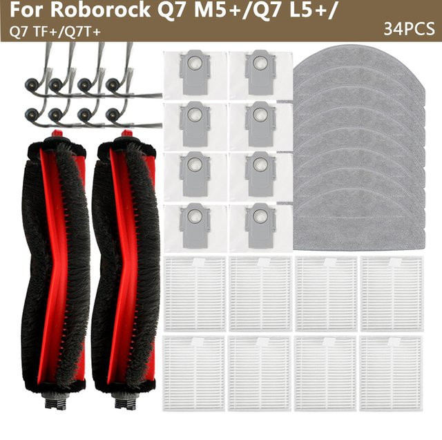 Roborock Ersatzteil-Set für Q7 M5+ L5+ TF+ Q7T+ Plus mit Hauptbürste, Staubbeuteln und HEPA-Filtern - Bild 1