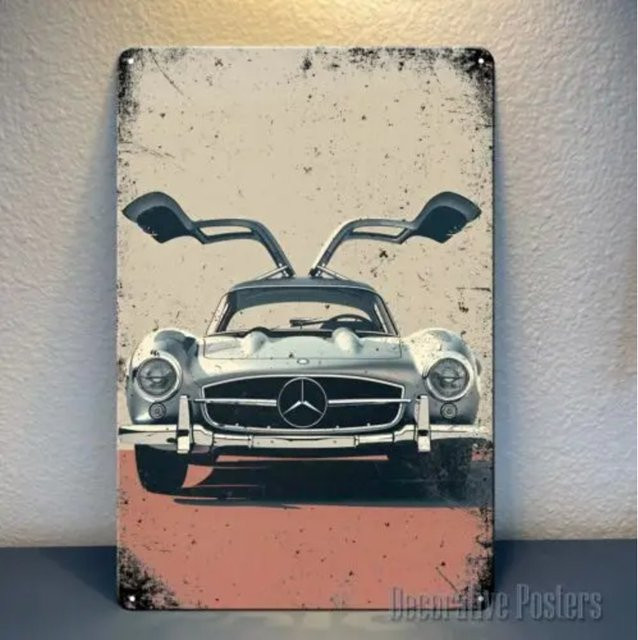Vintage Mercedes 300SL Aluminium-Wandschild von CIFBUY, Mehrfarbig, Breite: 20 cm, Höhe: 30 cm - Bild 1