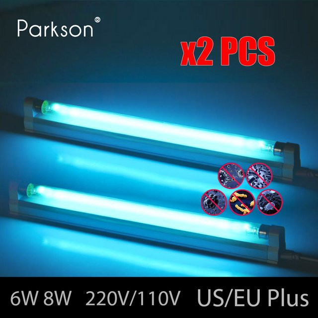 2er-Set PARKSON UVC-Sterilisatorlampen als T5-Quarzröhren zur Desinfektion, 8 W, 220 V, transparent - Bild 1