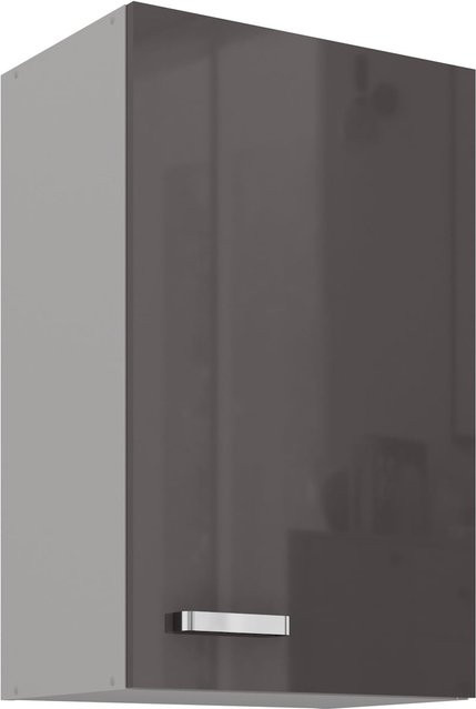 Küchen Hängeschrank Grey Bianca in Grau Hochglanz mit 2 Einlegböden - Bild 1