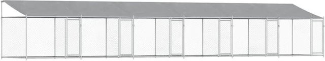 vidaXL Hundezwinger aus Metall mit wetterfestem Dach und Türen in Grau, B: 12 m, T: 2 m, H: 2 m - Bild 1