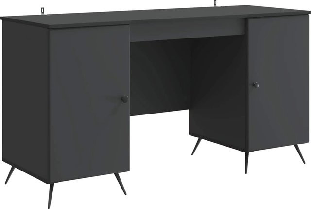 vidaXL Schreibtisch mit Regal in Schwarz, modern, B/T/H: 142,5 x 50 x 75 cm - Bild 1