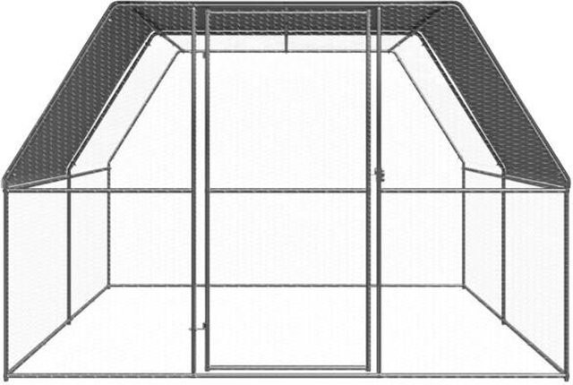 vidaXL Außenvoliere für Hühner aus verzinktem Stahl in Silber, B/T/H: 400 x 300 x 200 cm - Bild 1