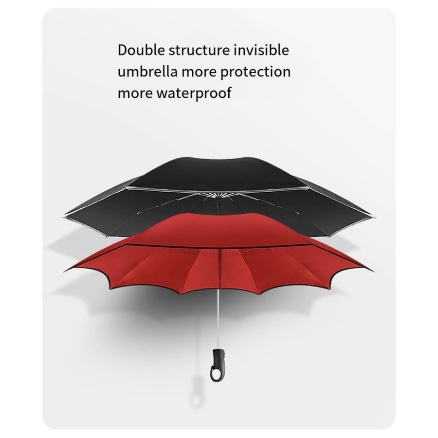 Momikawa Automatischer umkehrbarer Regenschirm in Schwarz mit doppellagigem Windschutz - Bild 6