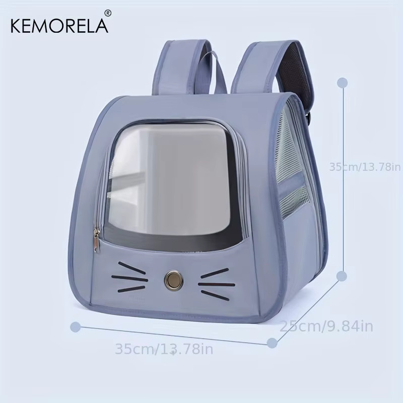 KEMORELA Haustier-Trägerrucksack für Katzen und kleine Hunde, transparent und grau, atmungsaktiv, B/T/H: 35,0 x 35,0 x 35,0 cm - Bild 4