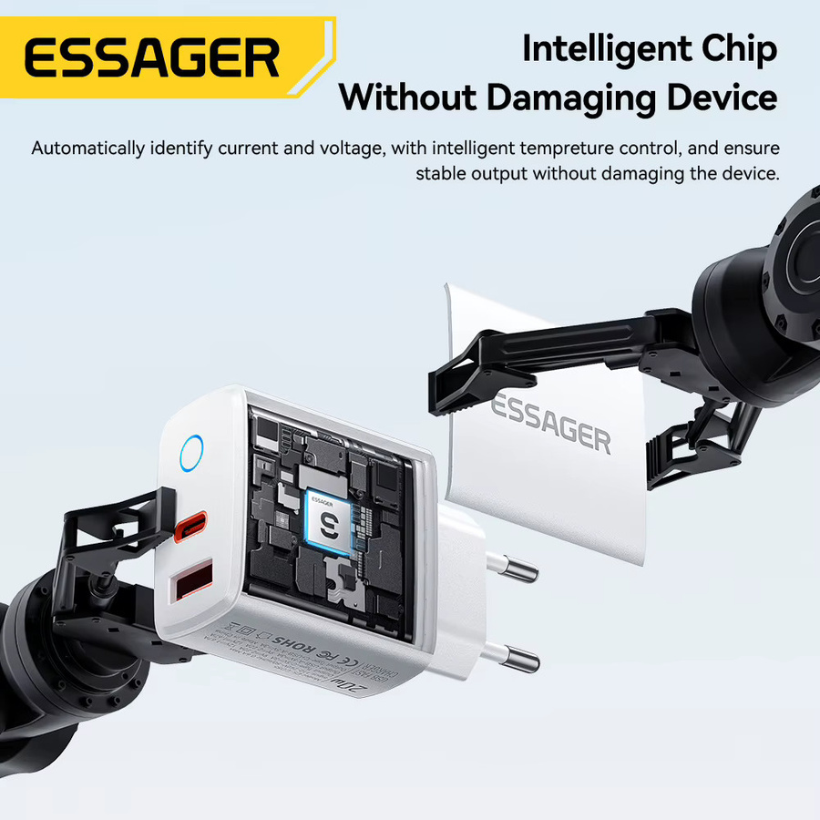 Essager PD 20W USB-C-Ladegerät-Set in Weiß mit Schnellladefunktion für iPhone und Smartphones - Bild 2