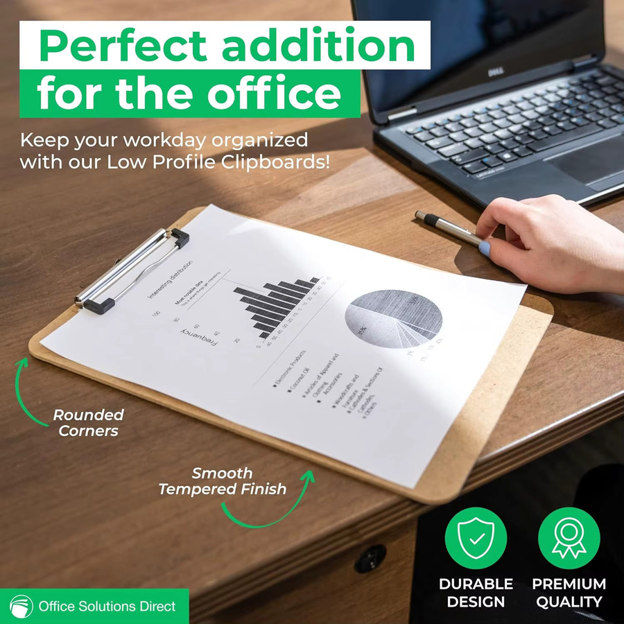 Office Solutions Direct Klemmbrett-Set aus Holz in Braun, 10 Stück für Schule und Büro - Bild 3